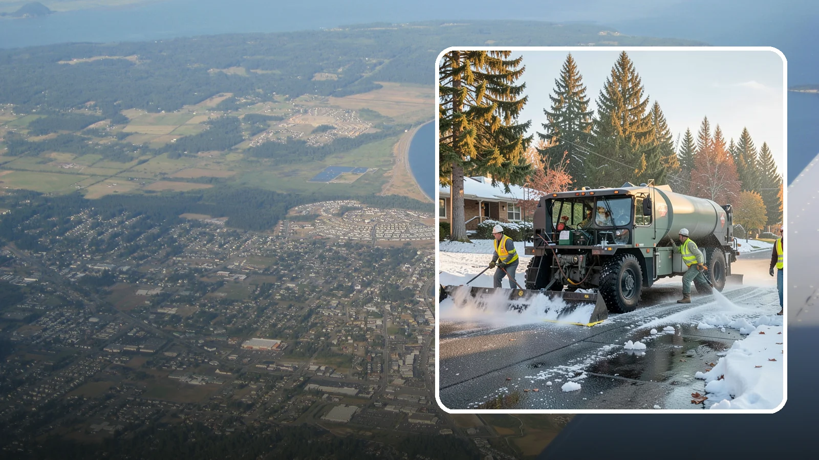 Winter Storm Response in Oak Harbor, Island County, WA - Coordinated, full-scope winter storm response combining plowing, deicing, sanding, and cleanup under one plan.
