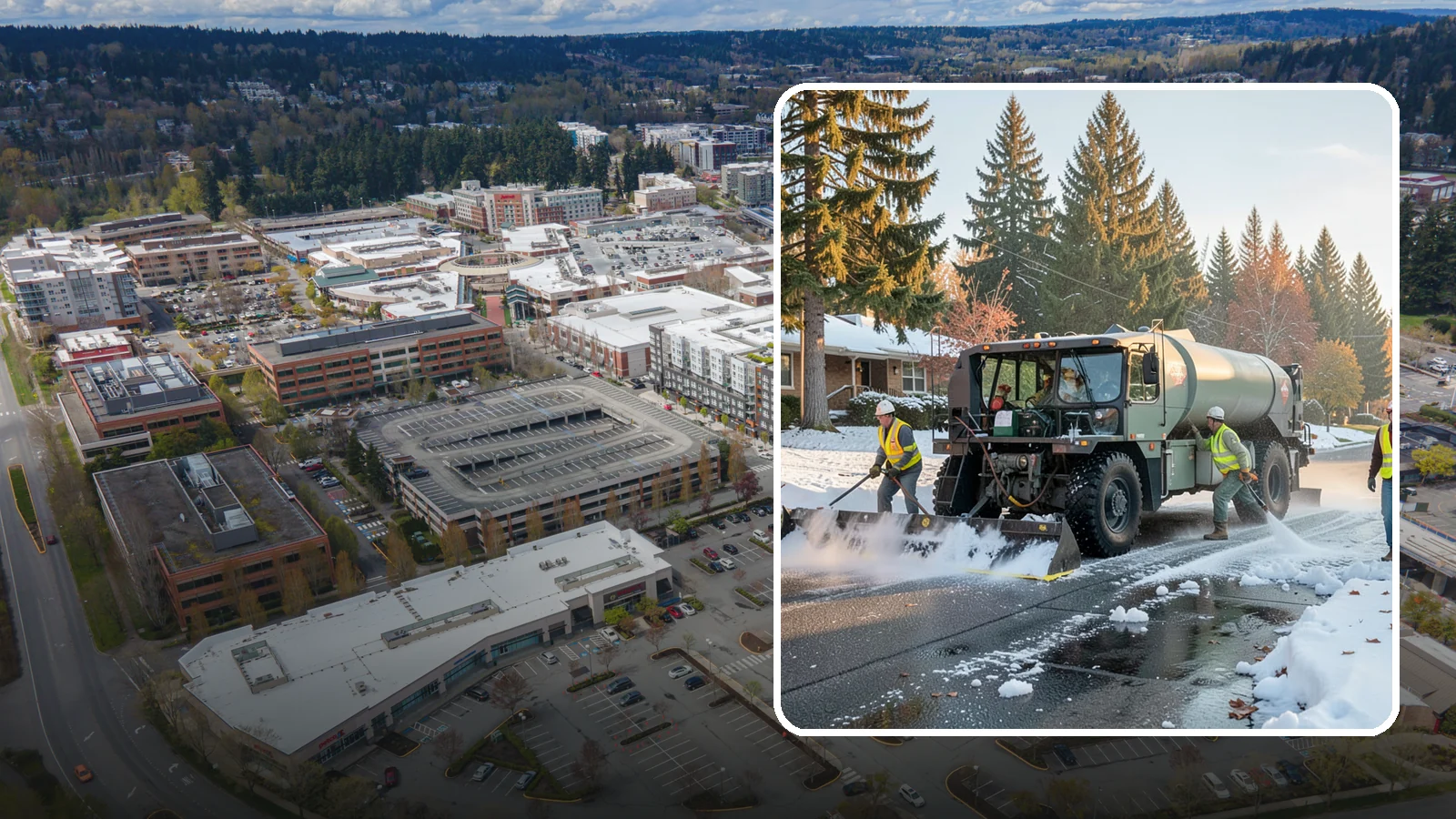 Winter Storm Response in Redmond, King County, WA - Coordinated, full-scope winter storm response combining plowing, deicing, sanding, and cleanup under one plan.