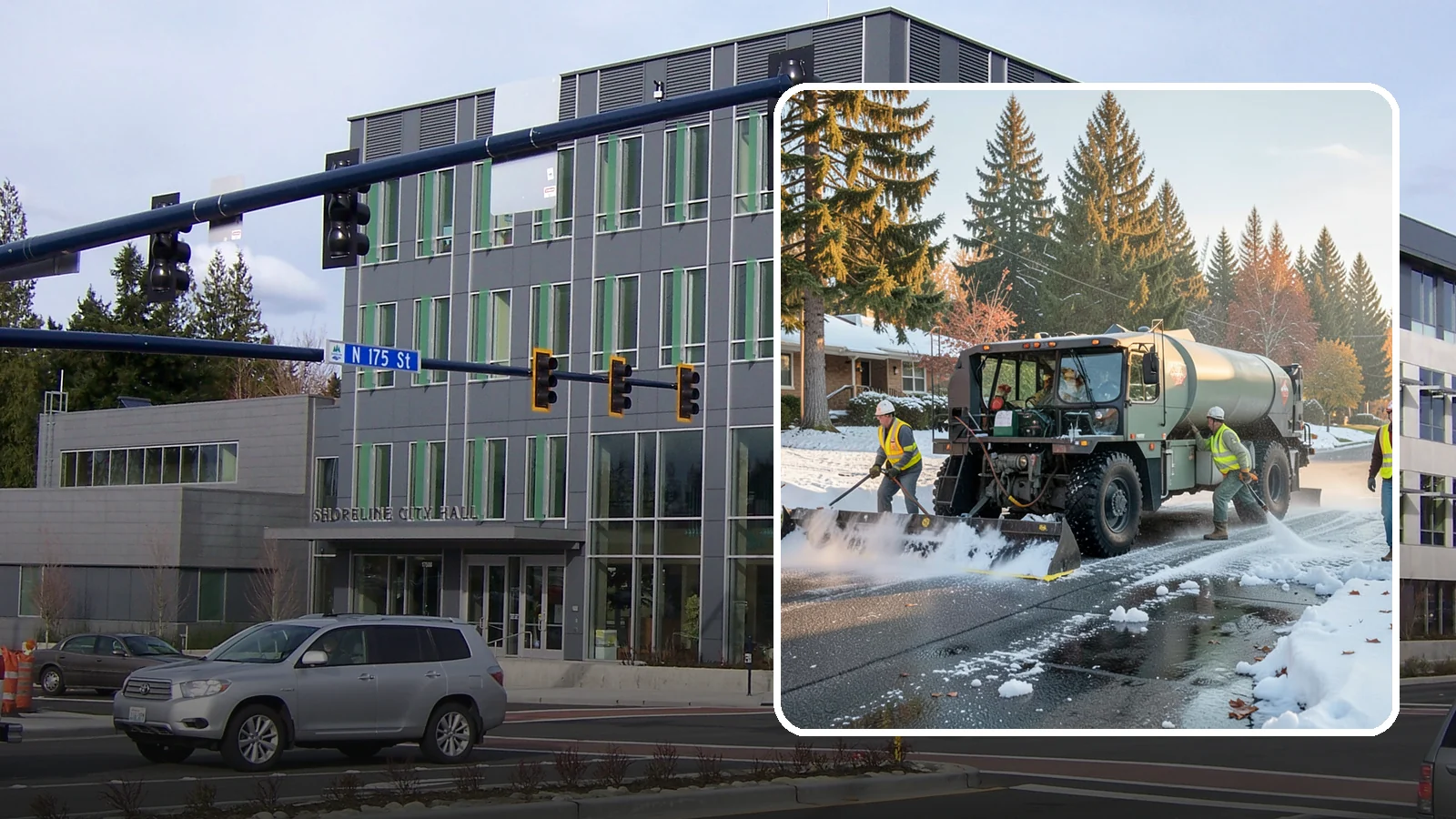 Winter Storm Response in Shoreline, King County, WA - Coordinated, full-scope winter storm response combining plowing, deicing, sanding, and cleanup under one plan.