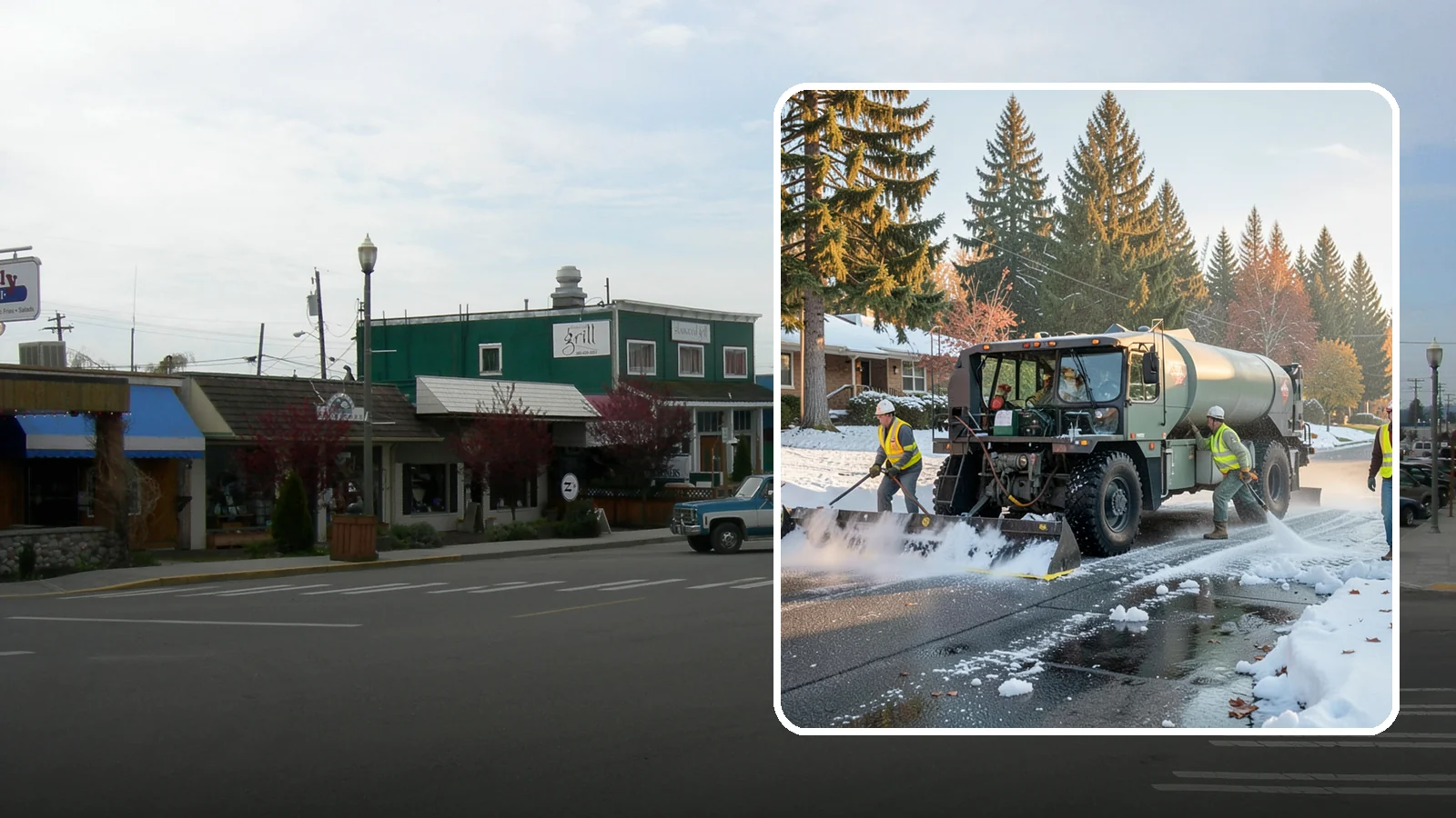 Winter Storm Response in Stanwood, Snohomish County, WA - Coordinated, full-scope winter storm response combining plowing, deicing, sanding, and cleanup under one plan.
