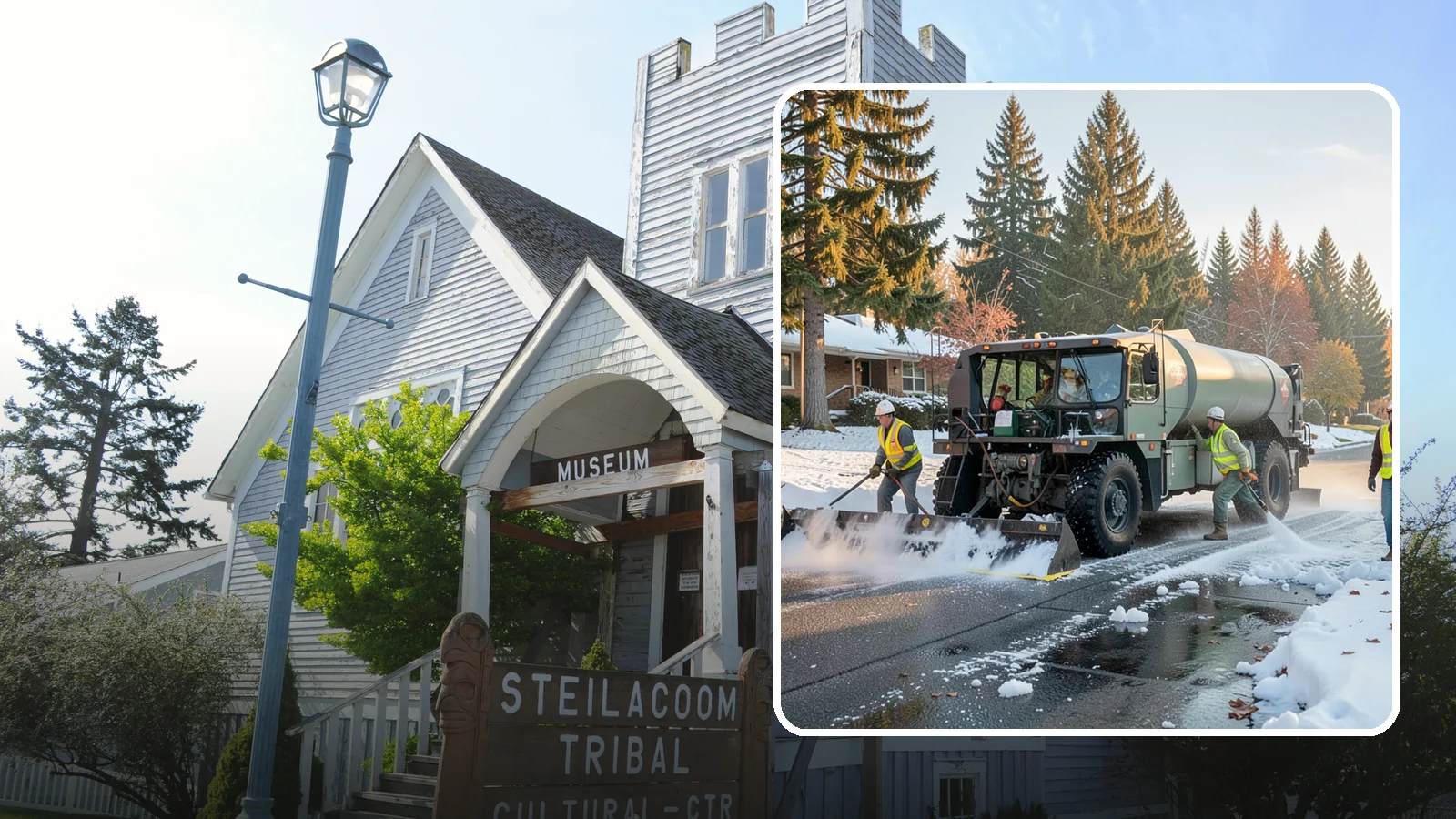 Winter Storm Response in Steilacoom, Pierce County, WA - Coordinated, full-scope winter storm response combining plowing, deicing, sanding, and cleanup under one plan.
