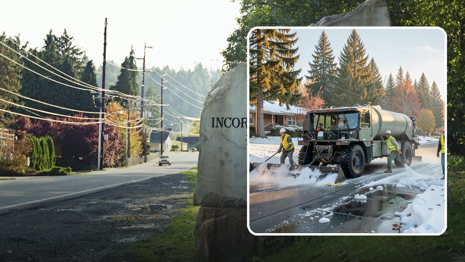 Winter Storm Response in Wilkeson, Pierce County, WA - Coordinated, full-scope winter storm response combining plowing, deicing, sanding, and cleanup under one plan.