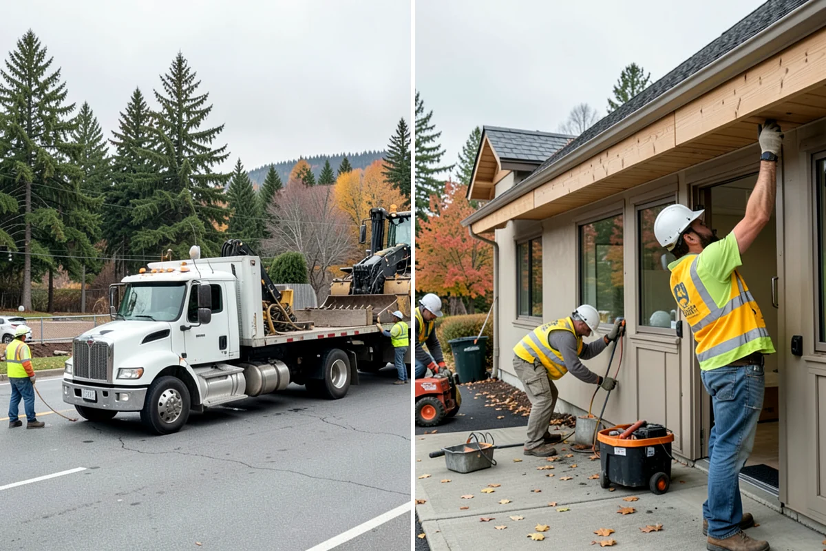 Wood Chipper Services in Puyallup, Pierce County, WA - Stage brush at an accessible collection point