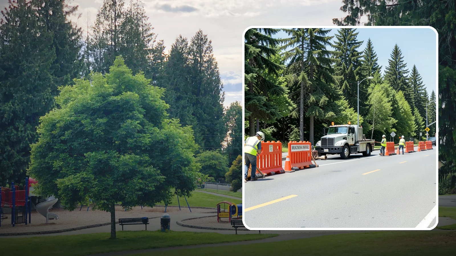 Work Zone Setup in Bonney Lake, Pierce County, WA - Complete work zone setup delivers compliant traffic control plans, devices, and flagging for public projects.