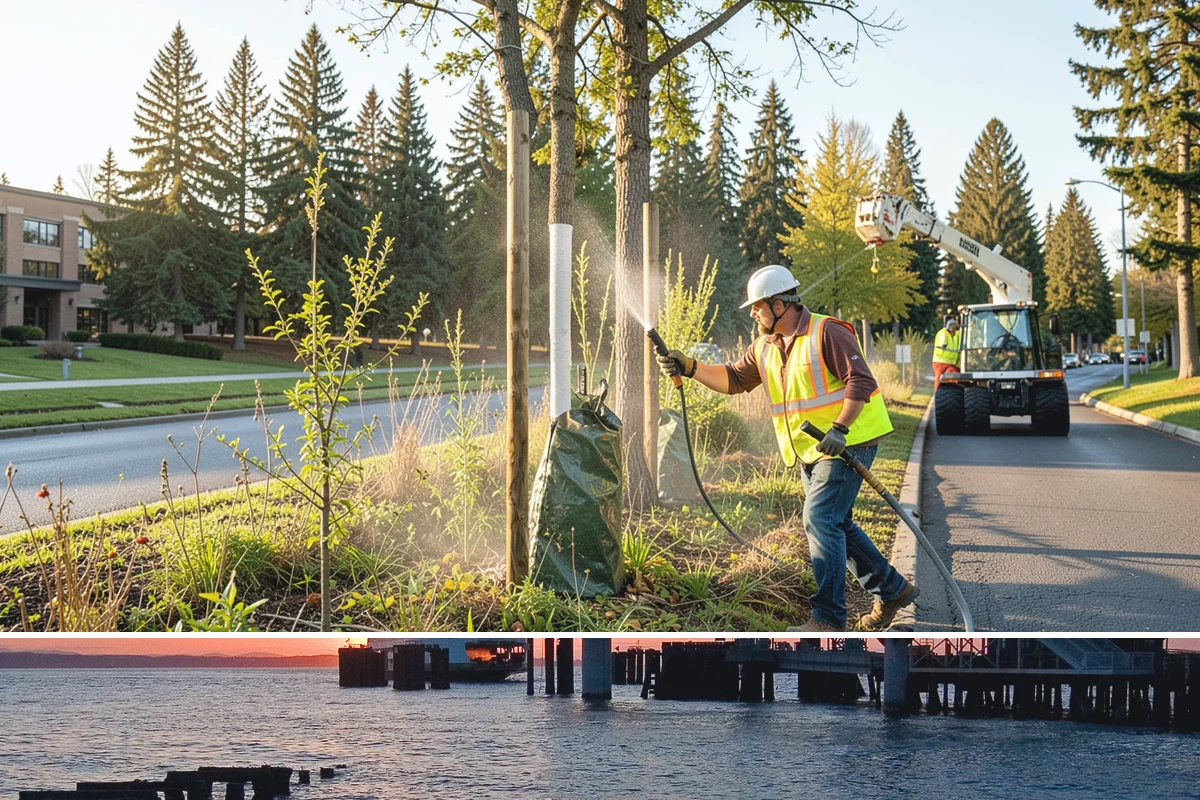 Work Zone Setup in Edmonds, Snohomish County, WA - Setup demand follows the construction season but continues year-round for utility and emergency work.