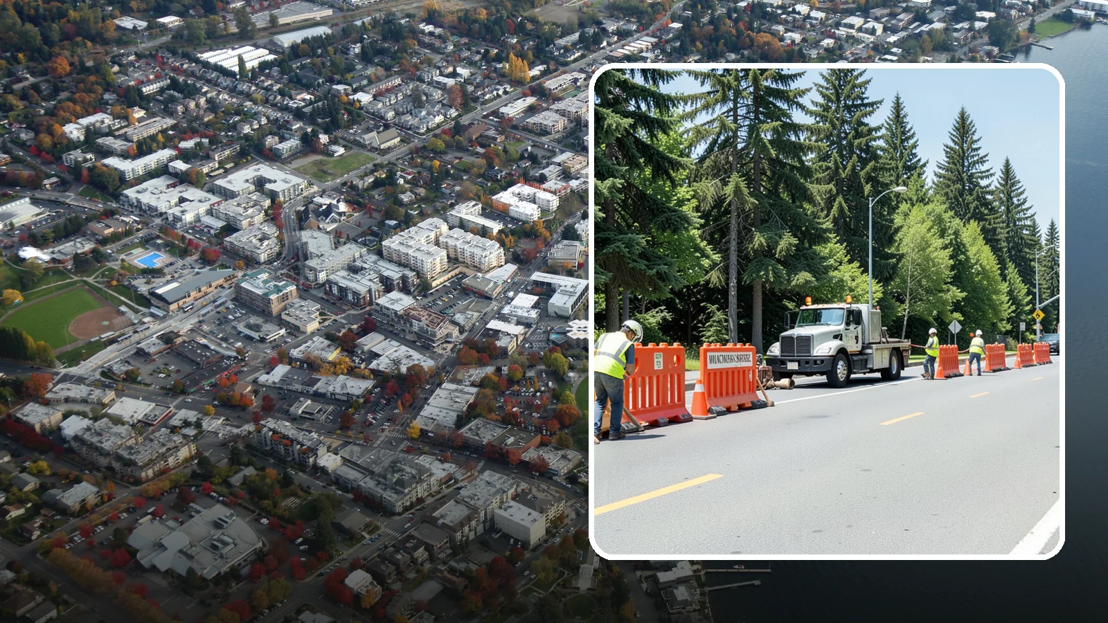 Work Zone Setup in Kirkland, King County, WA - Complete work zone setup delivers compliant traffic control plans, devices, and flagging for public projects.