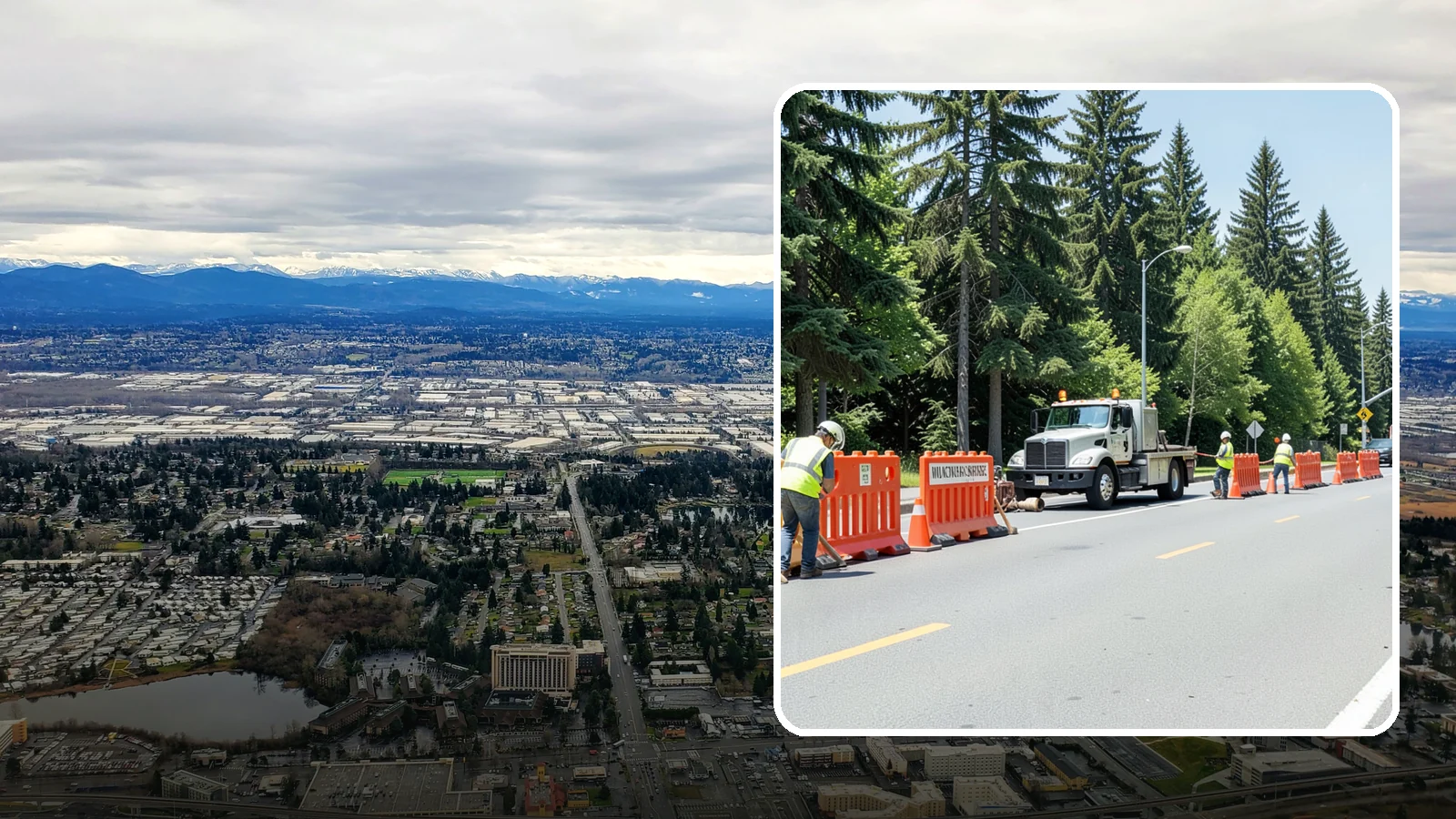 Work Zone Setup in SeaTac, King County, WA - Complete work zone setup delivers compliant traffic control plans, devices, and flagging for public projects.