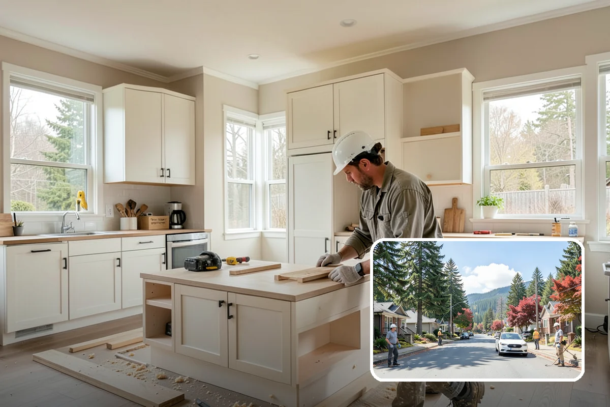 Accessible Kitchen Remodel in Hunts Point, King County, WA - Roll-under sink and cooktop zones for seated meal prep