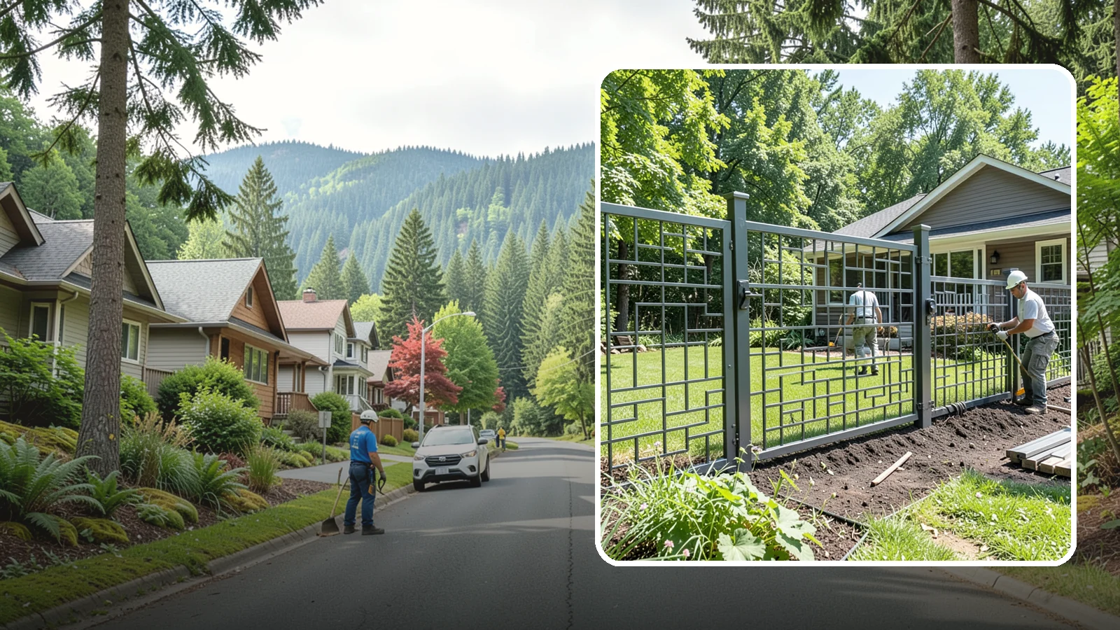 Aluminum Fence Installation in Darrington, Snohomish County, WA - An elegant aluminum fence that combines ornamental style with rust-proof durability for wet Northwest yards.
