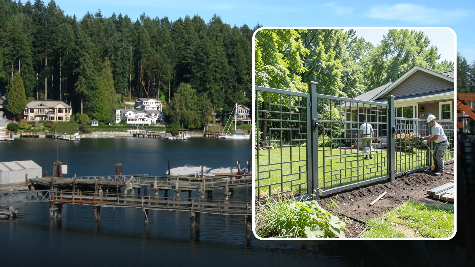 Aluminum Fence Installation in Gig Harbor, Pierce County, WA - An elegant aluminum fence that combines ornamental style with rust-proof durability for wet Northwest yards.