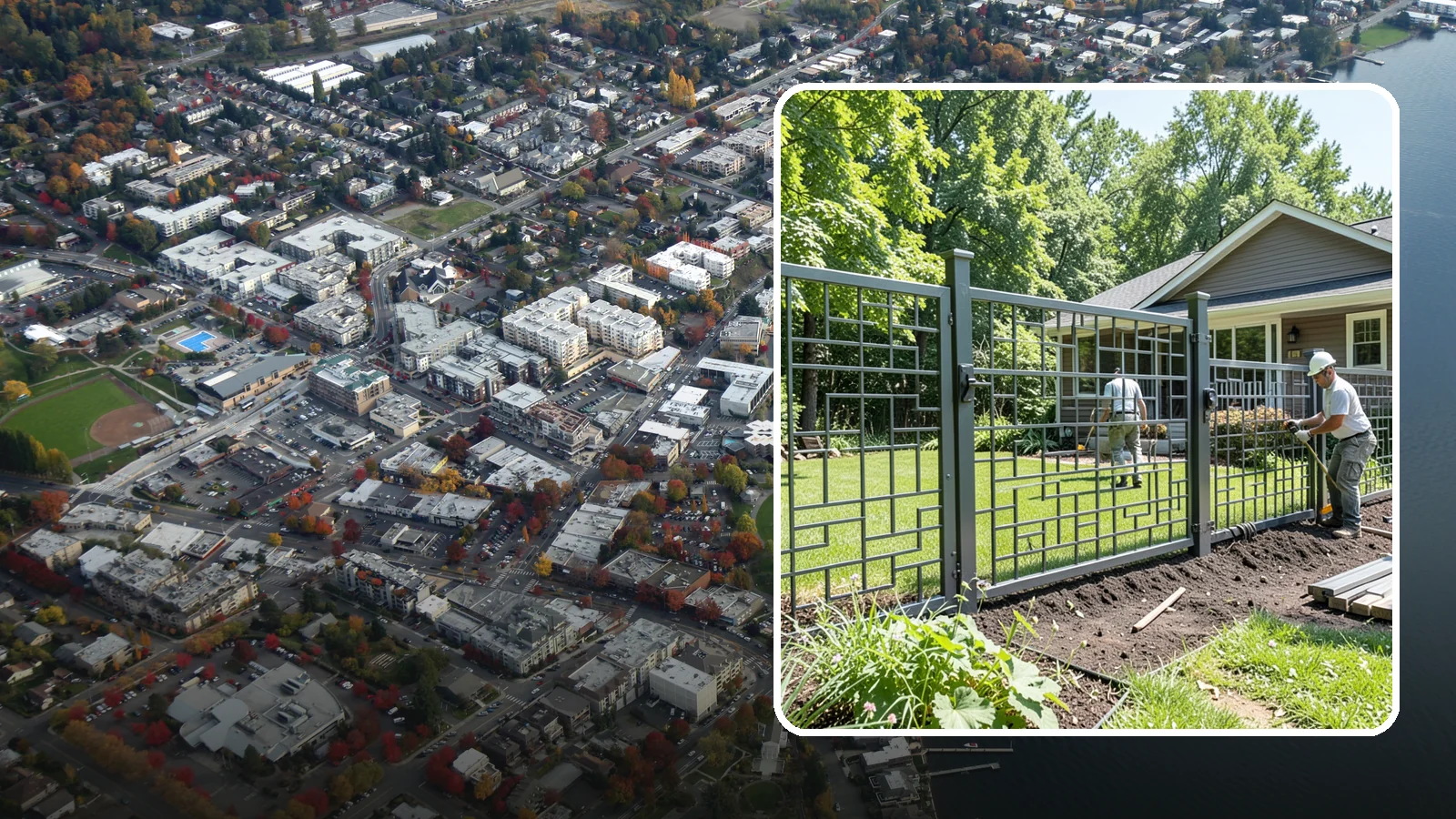 Aluminum Fence Installation in Kirkland, King County, WA - An elegant aluminum fence that combines ornamental style with rust-proof durability for wet Northwest yards.