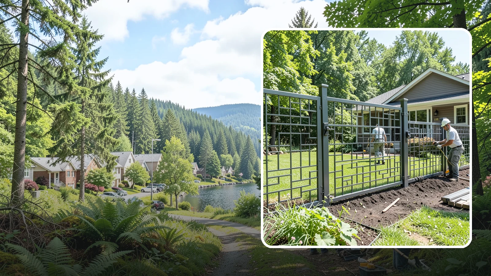 Aluminum Fence Installation in Lake Forest Park, King County, WA - An elegant aluminum fence that combines ornamental style with rust-proof durability for wet Northwest yards.