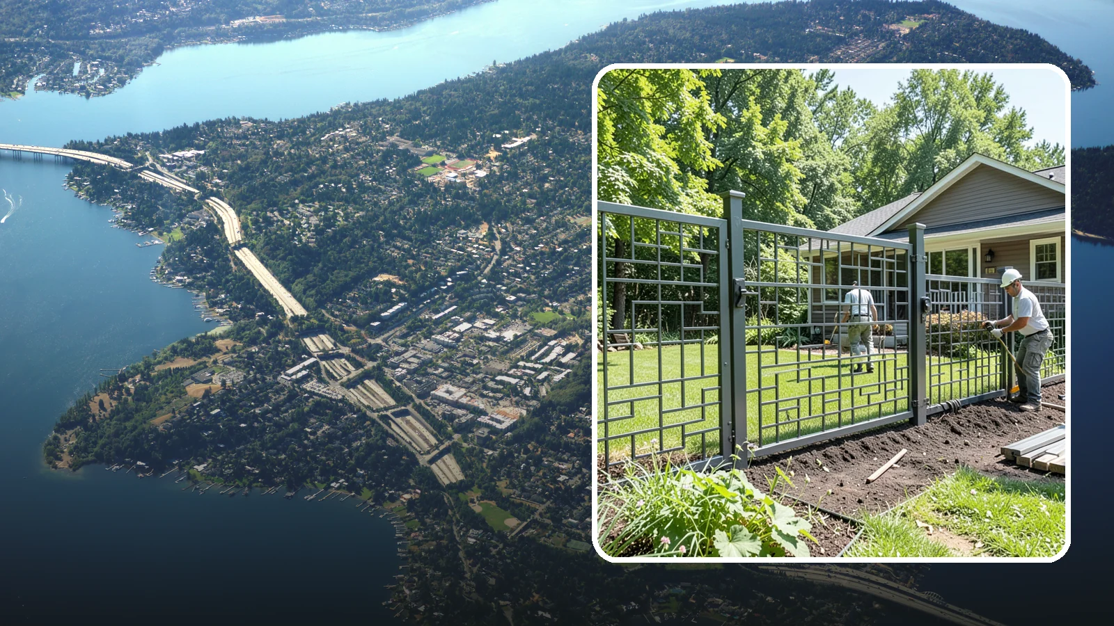 Aluminum Fence Installation in Mercer Island, King County, WA - An elegant aluminum fence that combines ornamental style with rust-proof durability for wet Northwest yards.