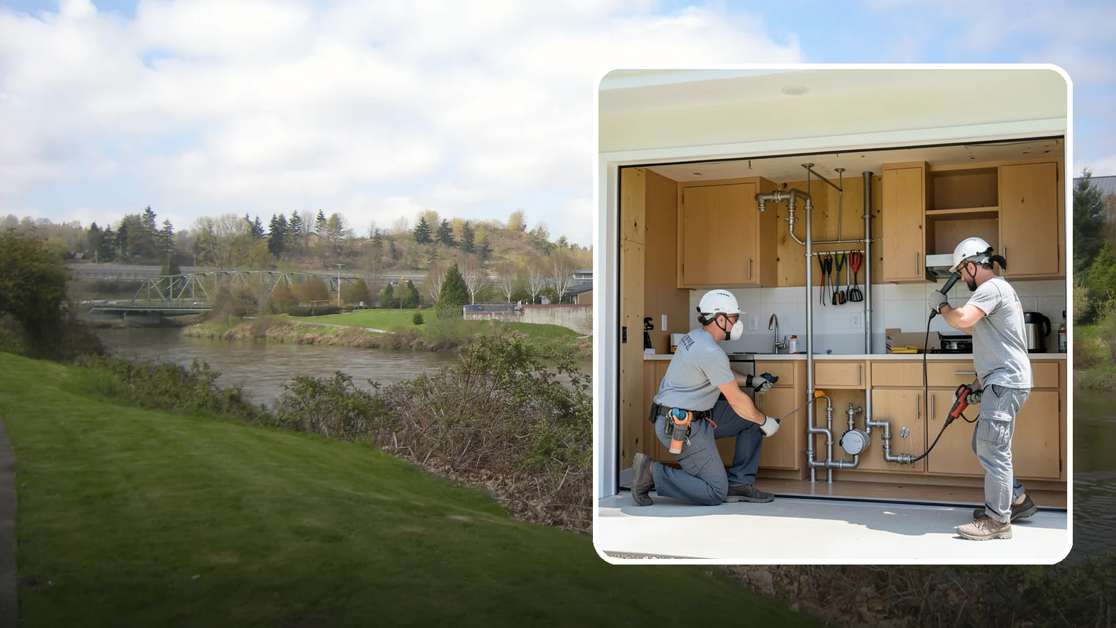 Appliance Garage Construction in Tukwila, King County, WA - Building a countertop appliance garage that hides toasters, mixers, and coffee makers behind a tidy door.