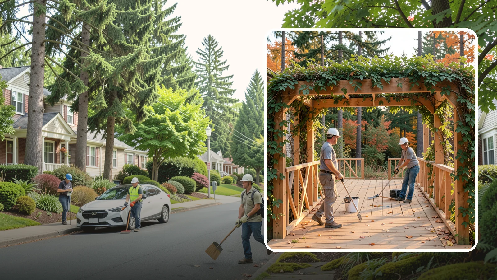 Arbor Construction in Beaux Arts Village, King County, WA - A graceful garden arbor that frames an entry, walkway, or seating area with structure and climbing greenery.