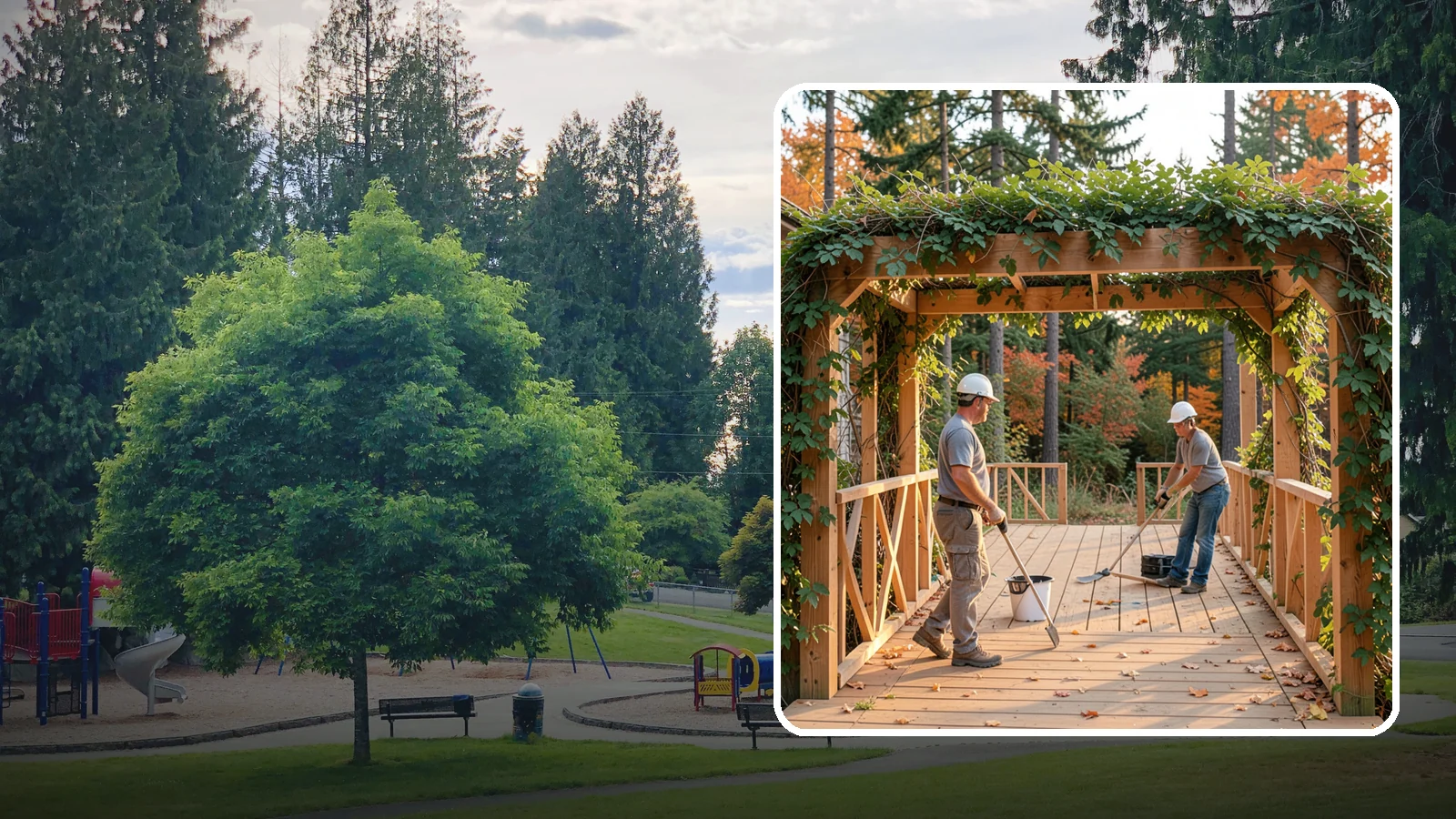 Arbor Construction in Bonney Lake, Pierce County, WA - A graceful garden arbor that frames an entry, walkway, or seating area with structure and climbing greenery.