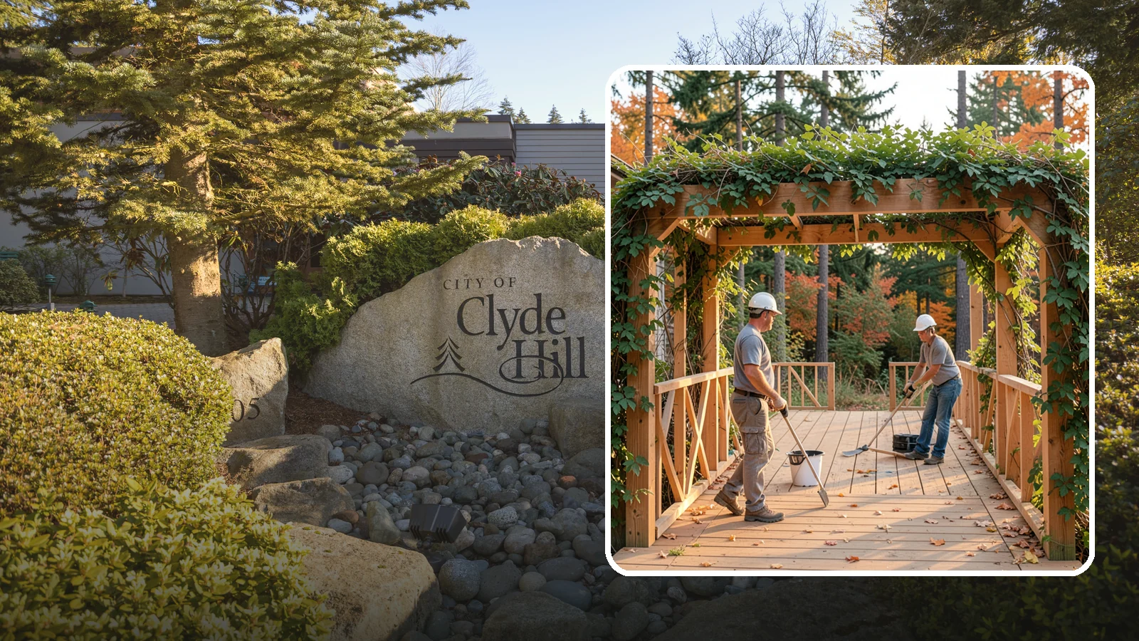 Arbor Construction in Clyde Hill, King County, WA - A graceful garden arbor that frames an entry, walkway, or seating area with structure and climbing greenery.