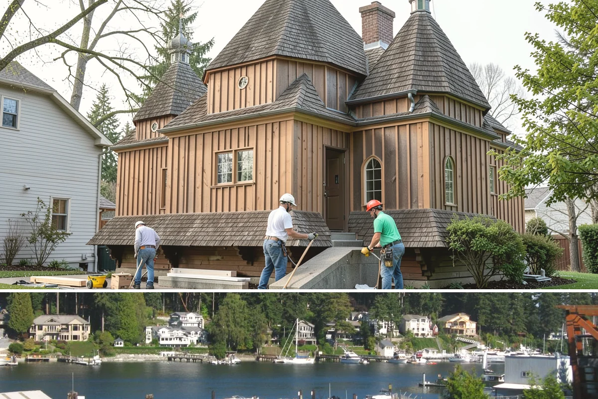 Arbor Construction in Gig Harbor, Pierce County, WA - Install in spring or summer so footings cure and finishes bond before fall planting and rain.