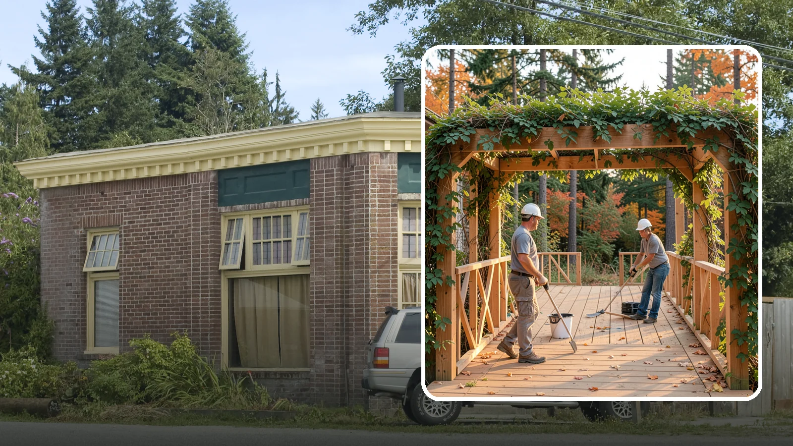 Arbor Construction in Hamilton, Skagit County, WA - A graceful garden arbor that frames an entry, walkway, or seating area with structure and climbing greenery.