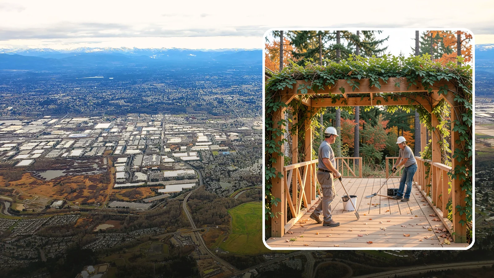 Arbor Construction in Kent, King County, WA - A graceful garden arbor that frames an entry, walkway, or seating area with structure and climbing greenery.