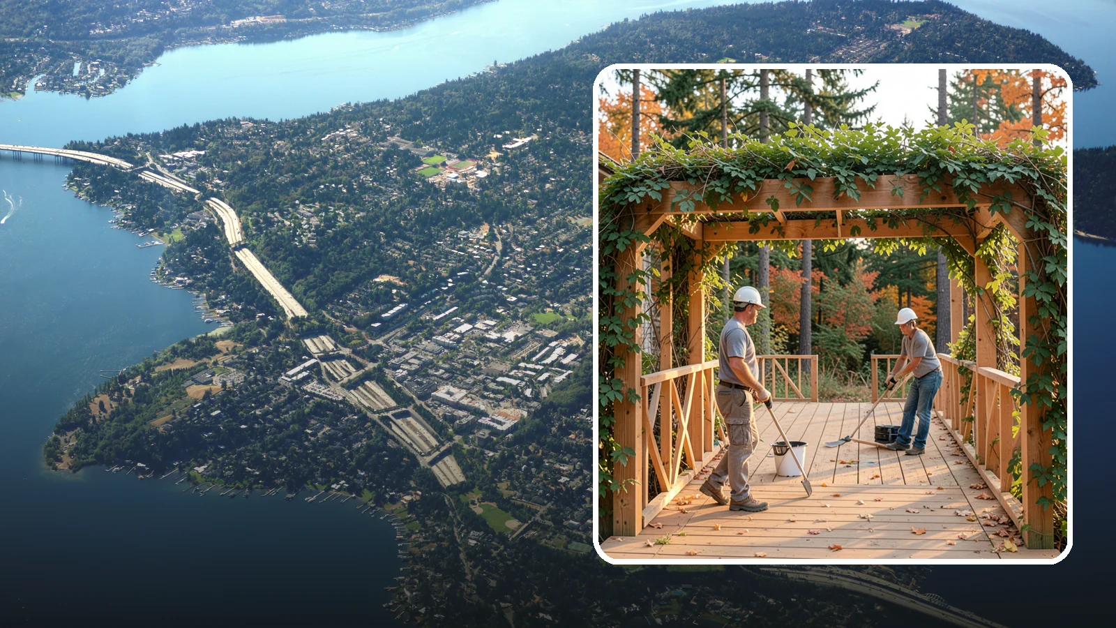 Arbor Construction in Mercer Island, King County, WA - A graceful garden arbor that frames an entry, walkway, or seating area with structure and climbing greenery.