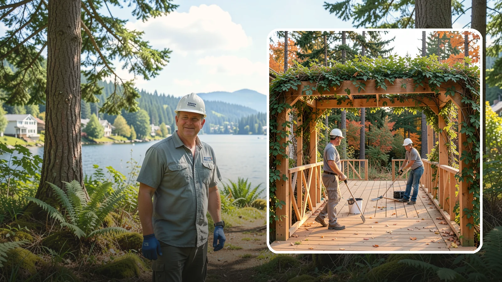 Arbor Construction in Milton, King County, WA - A graceful garden arbor that frames an entry, walkway, or seating area with structure and climbing greenery.