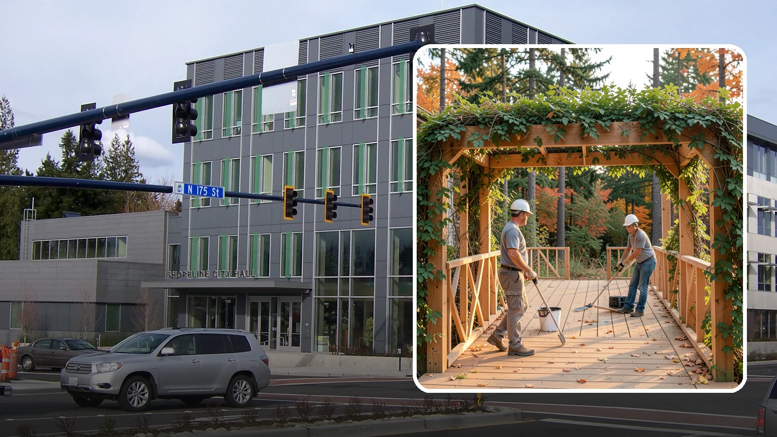 Arbor Construction in Shoreline, King County, WA - A graceful garden arbor that frames an entry, walkway, or seating area with structure and climbing greenery.