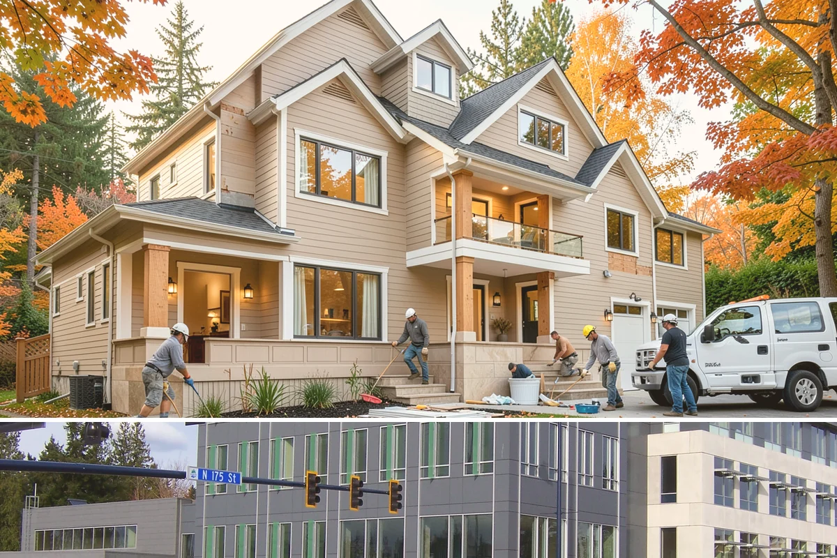 Arbor Construction in Shoreline, King County, WA - Install in spring or summer so footings cure and finishes bond before fall planting and rain.