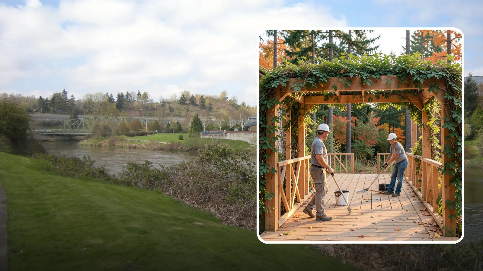 Arbor Construction in Tukwila, King County, WA - A graceful garden arbor that frames an entry, walkway, or seating area with structure and climbing greenery.