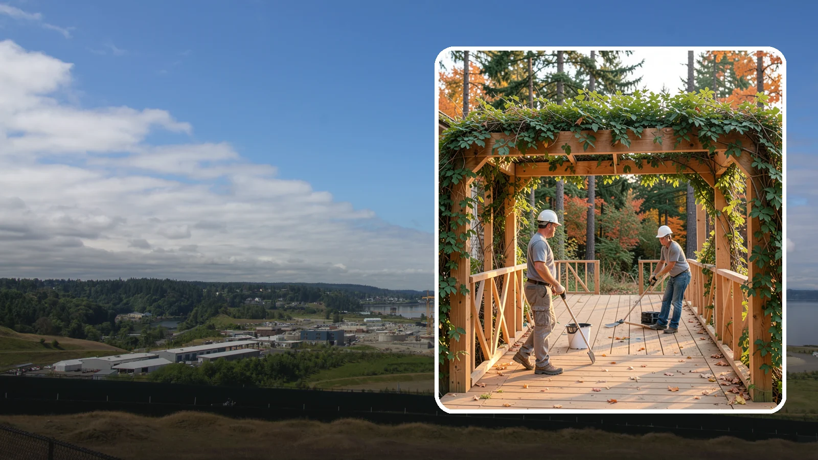Arbor Construction in University Place, Pierce County, WA - A graceful garden arbor that frames an entry, walkway, or seating area with structure and climbing greenery.