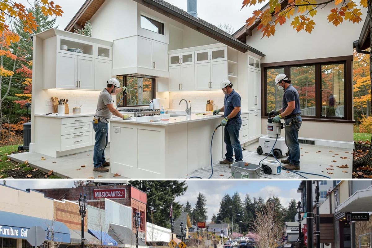 Asphalt Shingle Roof Installation in Bothell, King County, WA - Warm, dry summer days let shingle adhesive strips seal properly for a wind-resistant roof.