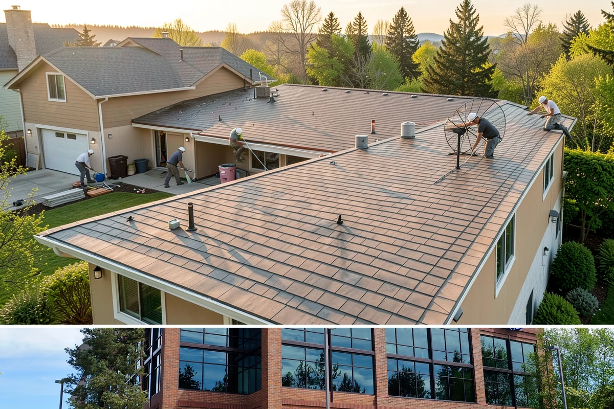 Asphalt Shingle Roof Installation in Mountlake Terrace, Snohomish County, WA - Warm, dry summer days let shingle adhesive strips seal properly for a wind-resistant roof.