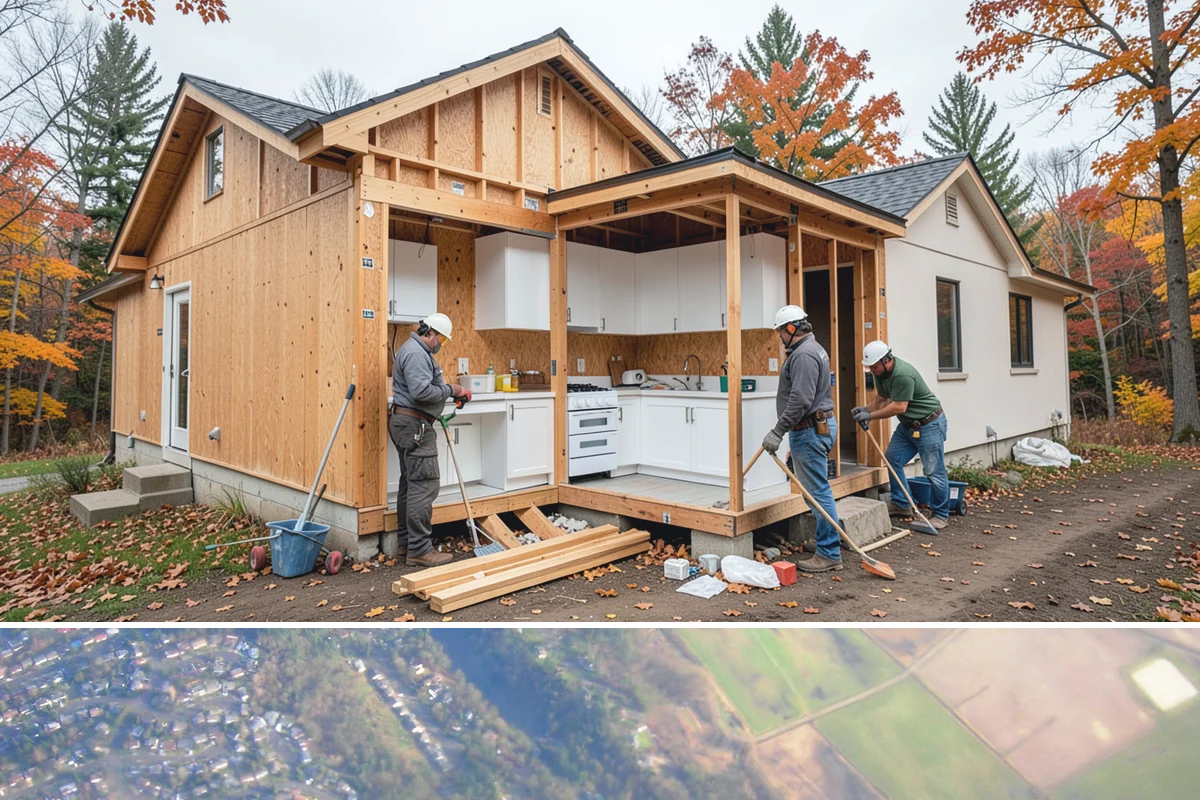 Attached ADU Construction in Algona, King County, WA - Attached ADU work involves some exterior tie-in, so scheduling the connection during drier weather keeps the existing home...