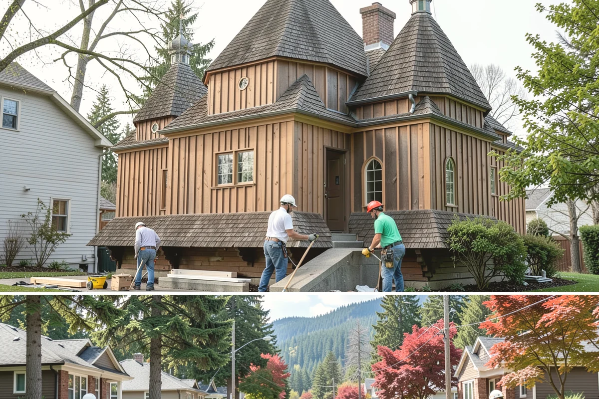 Attached ADU Construction in Hunts Point, King County, WA - Attached ADU work involves some exterior tie-in, so scheduling the connection during drier weather keeps the existing home...