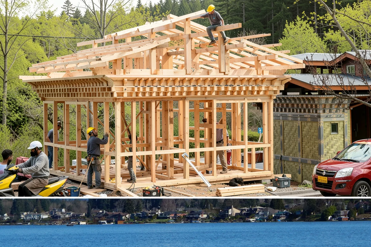 Attached ADU Construction in Lake Stevens, Snohomish County, WA - Attached ADU work involves some exterior tie-in, so scheduling the connection during drier weather keeps the existing home...