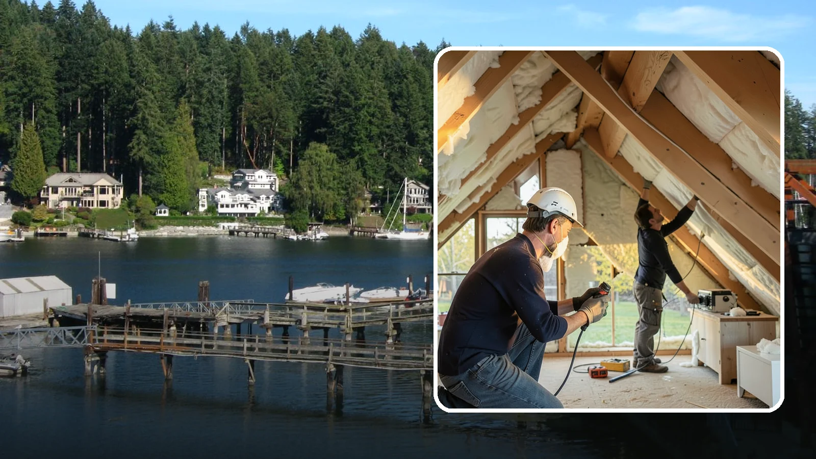 Attic Insulation Installation in Gig Harbor, Pierce County, WA - We add and upgrade attic insulation to keep Western Washington homes warmer in winter and lower on energy bills.