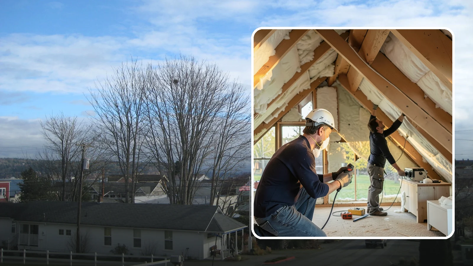 Attic Insulation Installation in Langley, Island County, WA - We add and upgrade attic insulation to keep Western Washington homes warmer in winter and lower on energy bills.