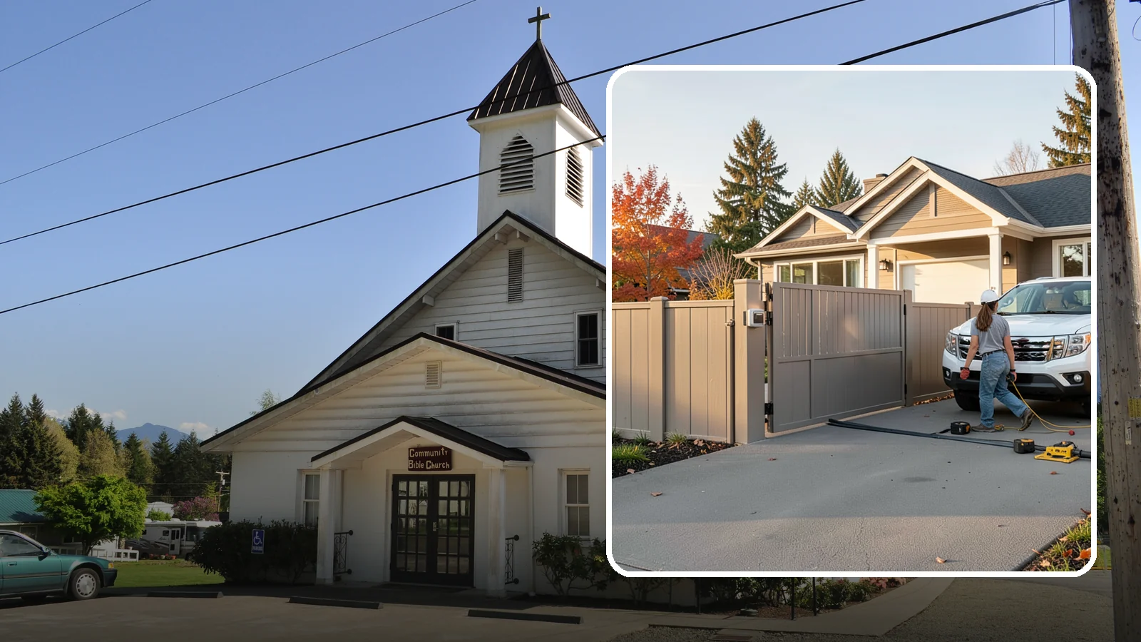 Automatic Gate Installation in Concrete, Skagit County, WA - A motorized automatic gate that adds security and convenience to your driveway or property entrance.