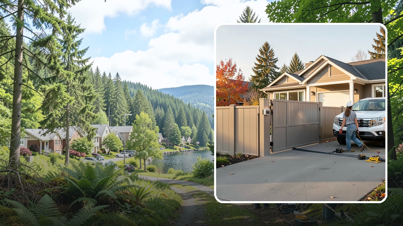 Automatic Gate Installation in Lake Forest Park, King County, WA - A motorized automatic gate that adds security and convenience to your driveway or property entrance.