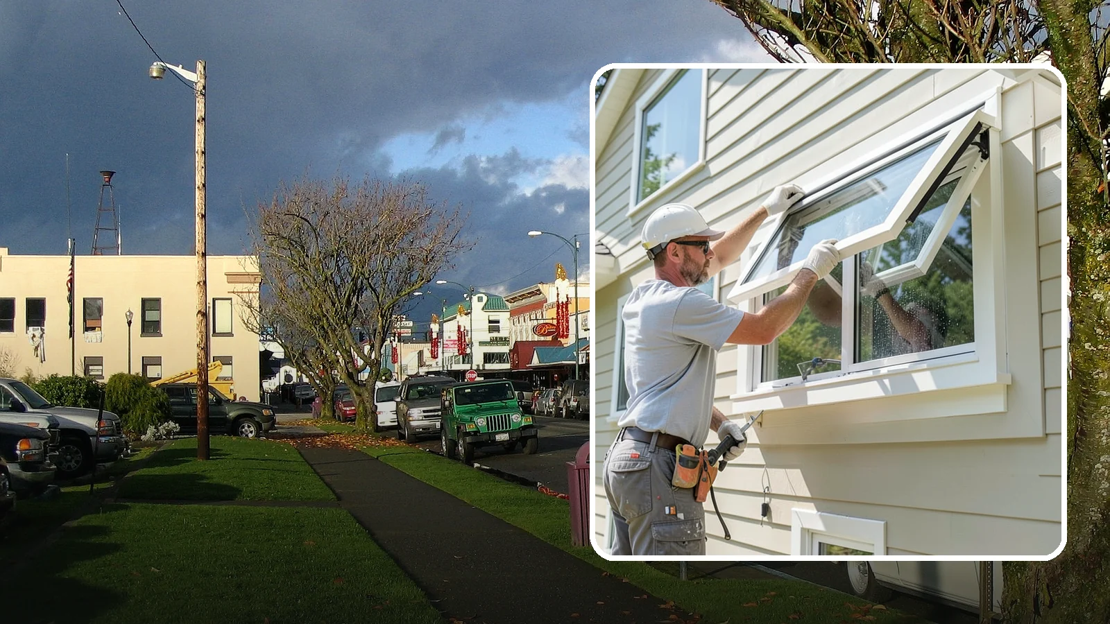 Awning Window Installation in Arlington, Snohomish County, WA - Installing top-hinged awning windows that let you ventilate even during a light Pacific Northwest drizzle.