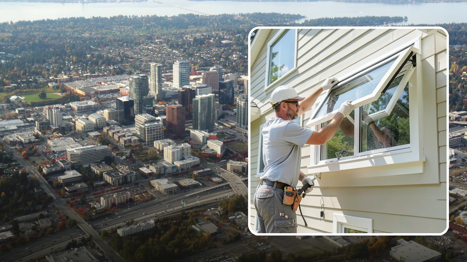 Awning Window Installation in Bellevue, King County, WA - Installing top-hinged awning windows that let you ventilate even during a light Pacific Northwest drizzle.