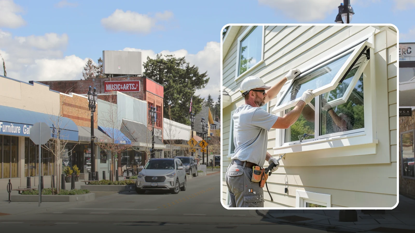 Awning Window Installation in Bothell, King County, WA - Installing top-hinged awning windows that let you ventilate even during a light Pacific Northwest drizzle.