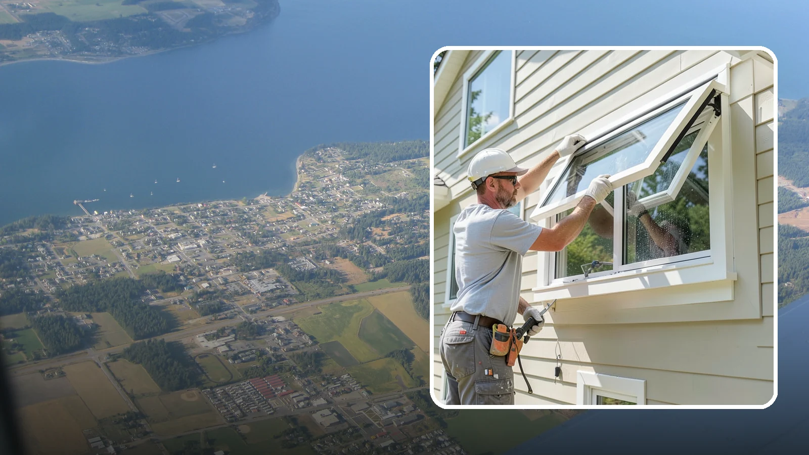 Awning Window Installation in Coupeville, Island County, WA - Installing top-hinged awning windows that let you ventilate even during a light Pacific Northwest drizzle.
