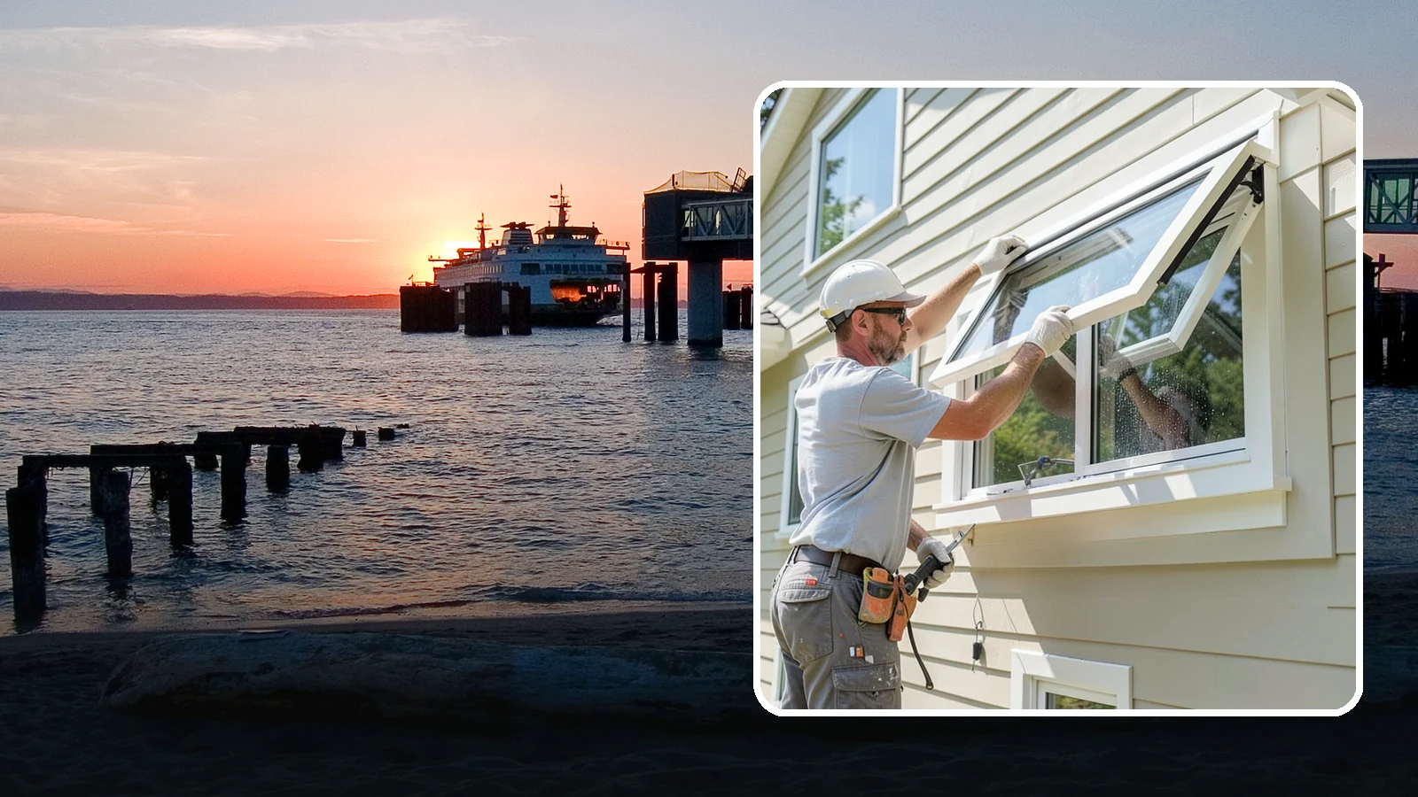 Awning Window Installation in Edmonds, Snohomish County, WA - Installing top-hinged awning windows that let you ventilate even during a light Pacific Northwest drizzle.