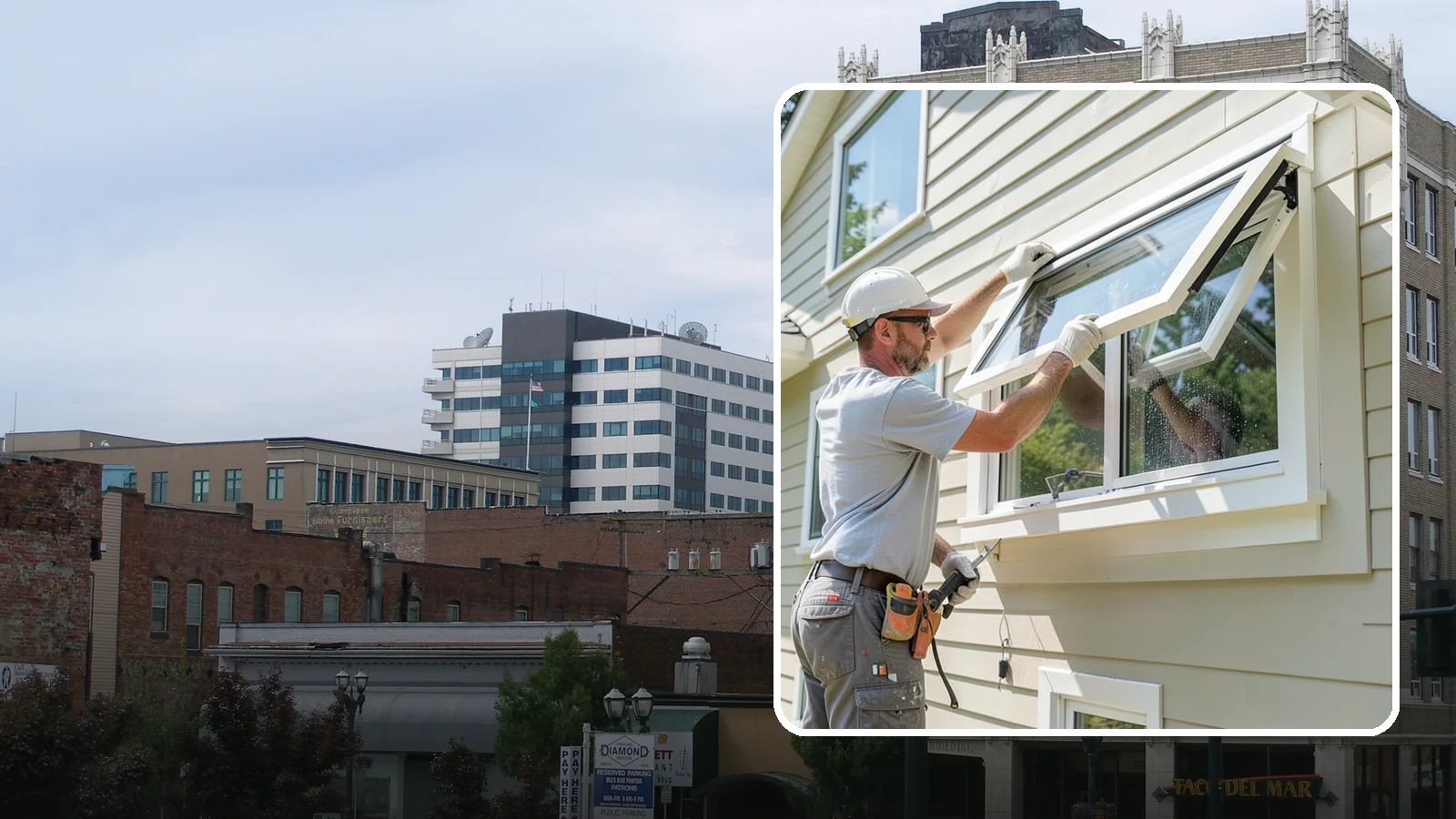 Awning Window Installation in Everett, Snohomish County, WA - Installing top-hinged awning windows that let you ventilate even during a light Pacific Northwest drizzle.