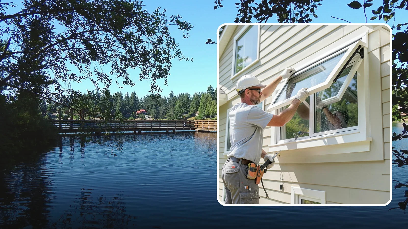 Awning Window Installation in Federal Way, King County, WA - Installing top-hinged awning windows that let you ventilate even during a light Pacific Northwest drizzle.