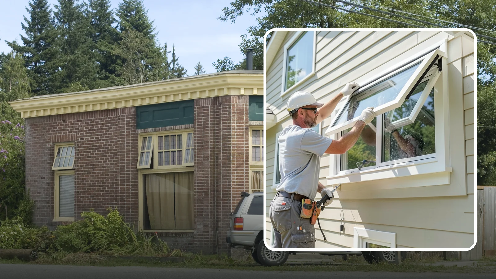 Awning Window Installation in Hamilton, Skagit County, WA - Installing top-hinged awning windows that let you ventilate even during a light Pacific Northwest drizzle.