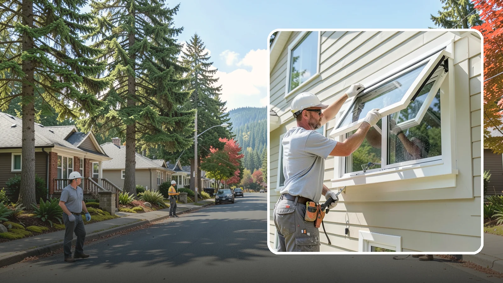 Awning Window Installation in Hunts Point, King County, WA - Installing top-hinged awning windows that let you ventilate even during a light Pacific Northwest drizzle.