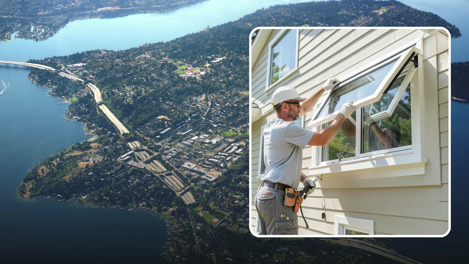 Awning Window Installation in Mercer Island, King County, WA - Installing top-hinged awning windows that let you ventilate even during a light Pacific Northwest drizzle.