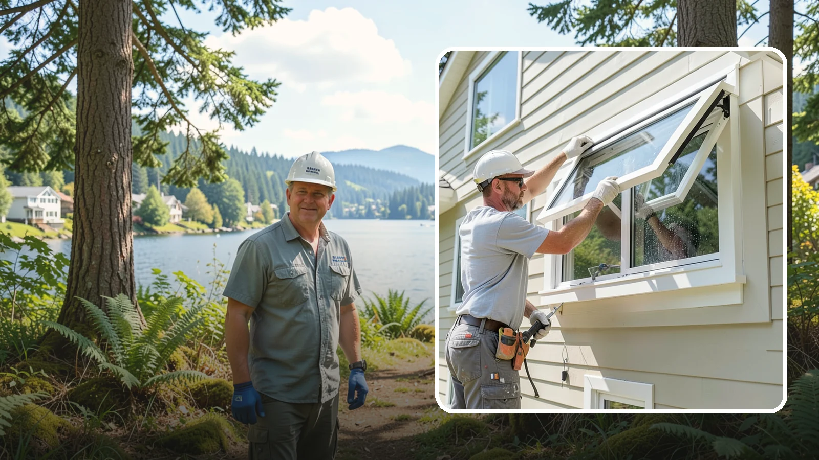 Awning Window Installation in Milton, King County, WA - Installing top-hinged awning windows that let you ventilate even during a light Pacific Northwest drizzle.